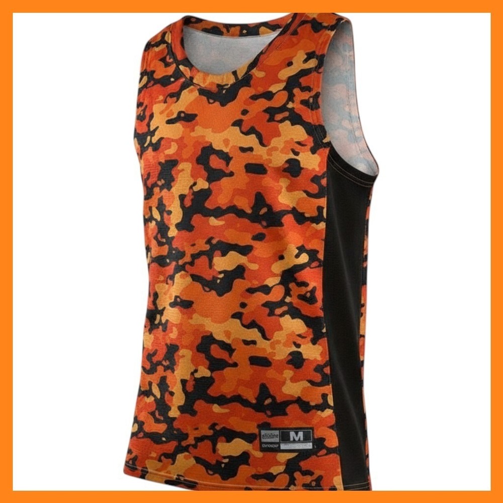 Eastbay Evapor Mens Medium Orange Camo Mesh Performance Tank Top Jersey
